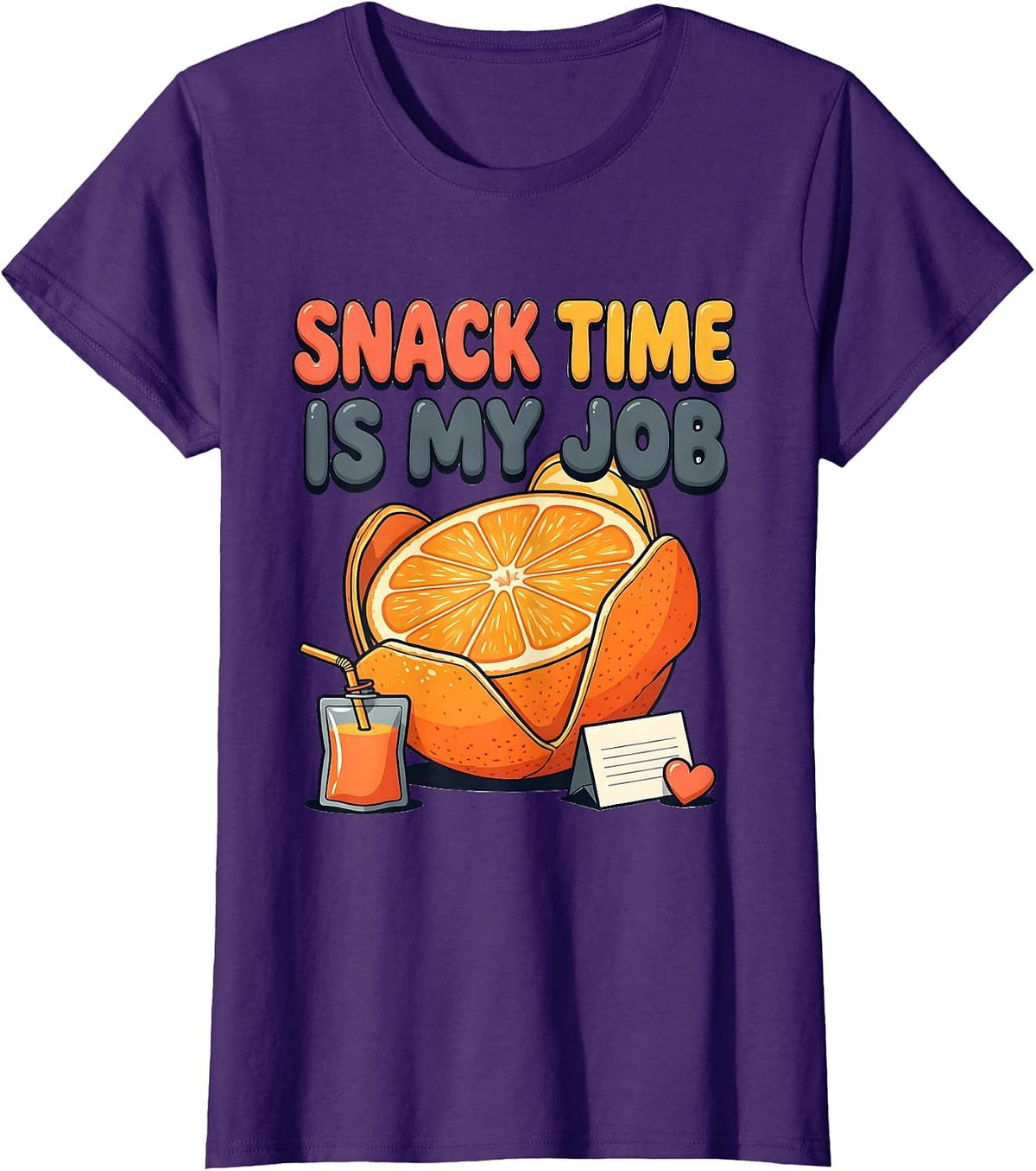 Women's Snack Time Is My Job Funny Paraeducator Paraprofessional T-Shirt - Purple
