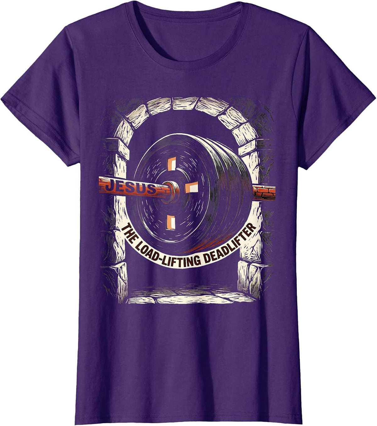 Women's Jesus, The Load-Lifting Deadlifter Funny Christian Gym T-Shirt - Purple