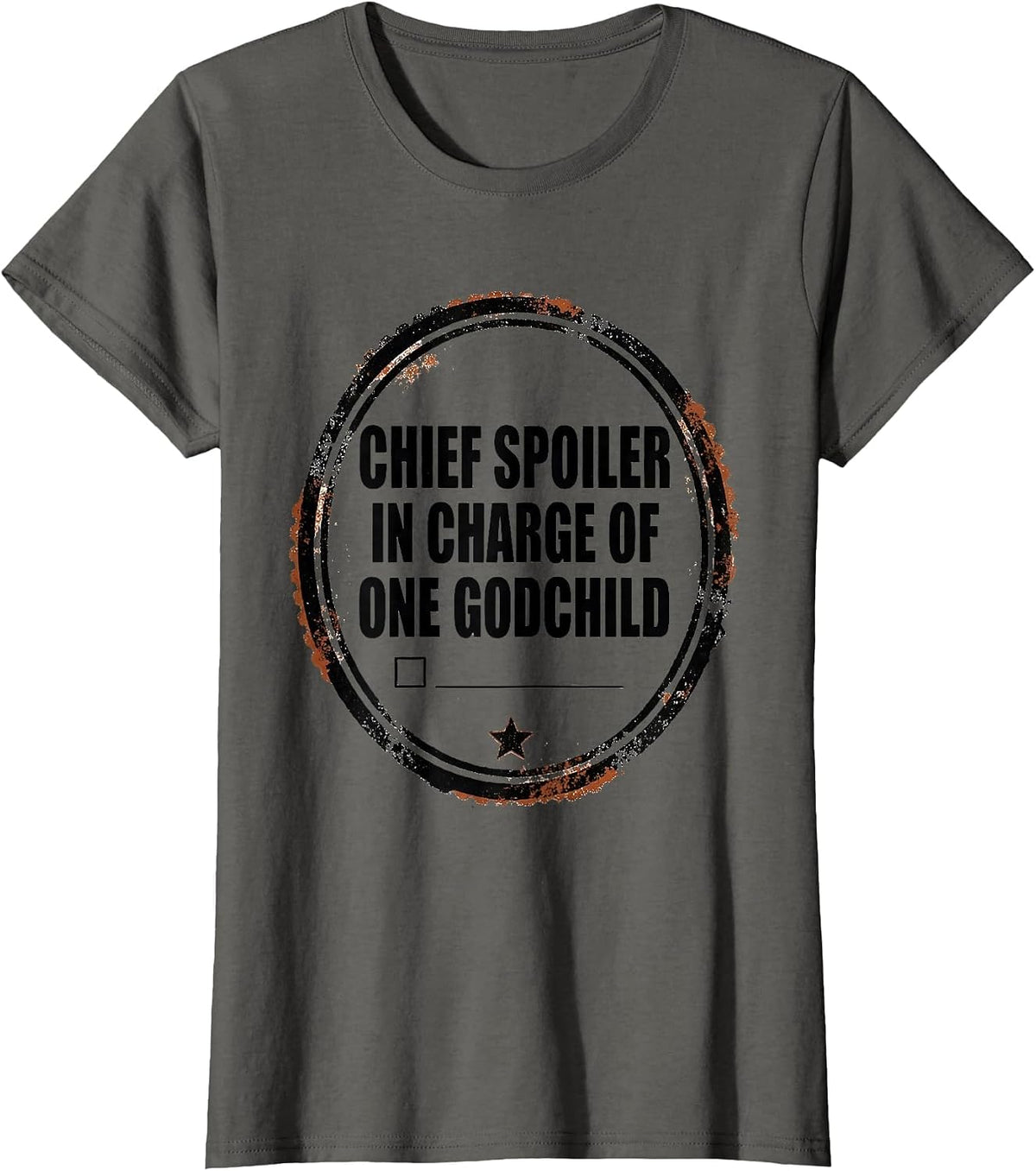 Women's Chief Spoiler-In-Charge Of One Godchild Funny Godmother Gift T-Shirt - Asphalt Grey