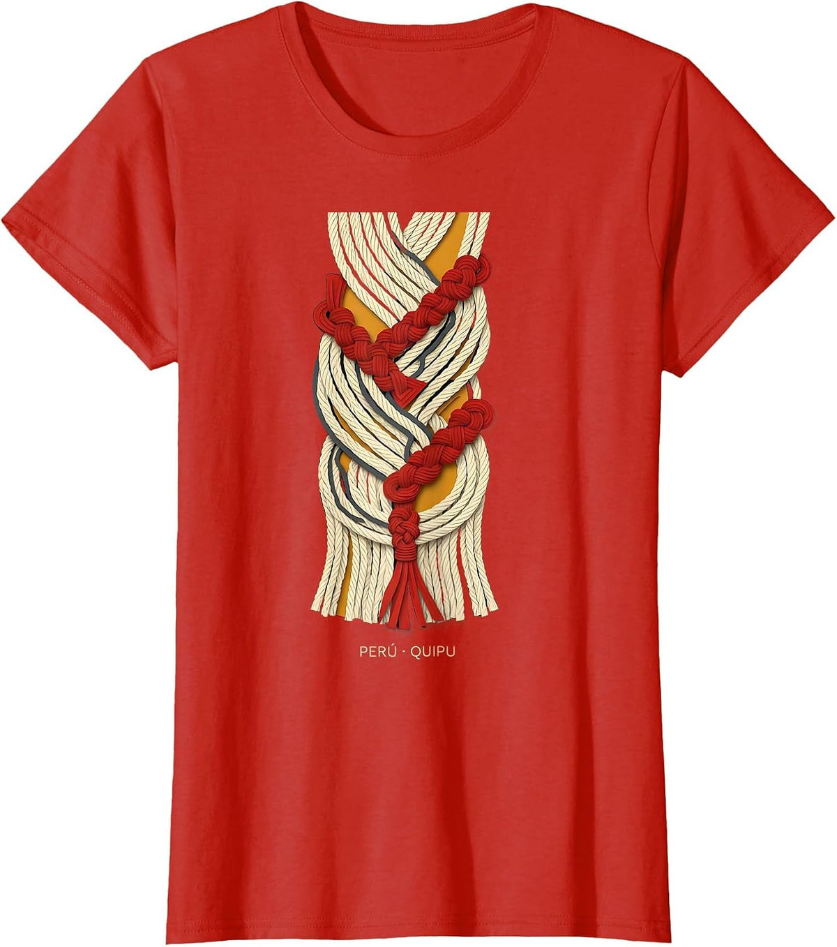 Women's Perú Quipu Paper Cutout Peruvian Heritage National Pride T-Shirt - Red