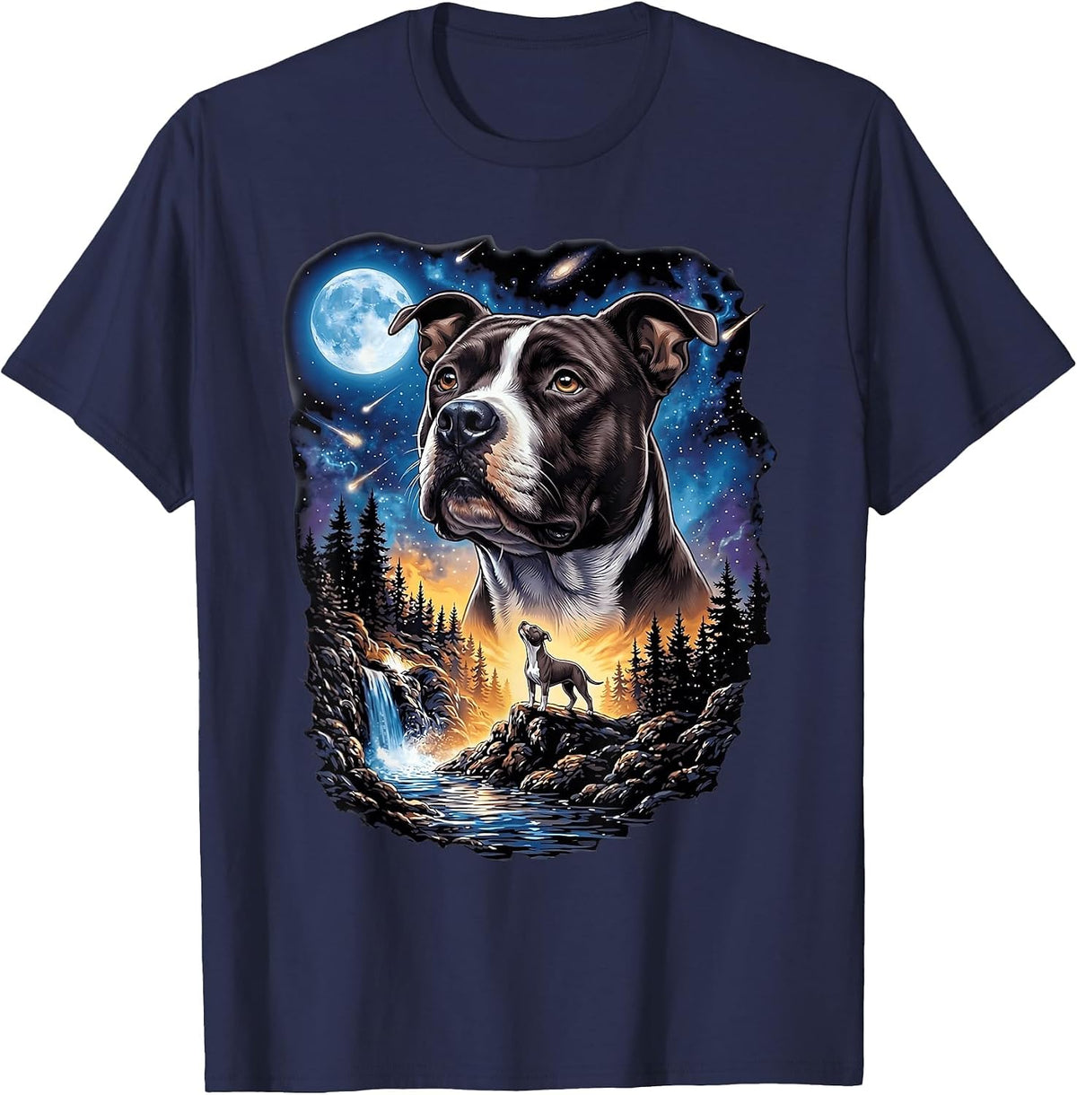Night Vintage 90s Pittie Owner T-Shirt - Navy Blue