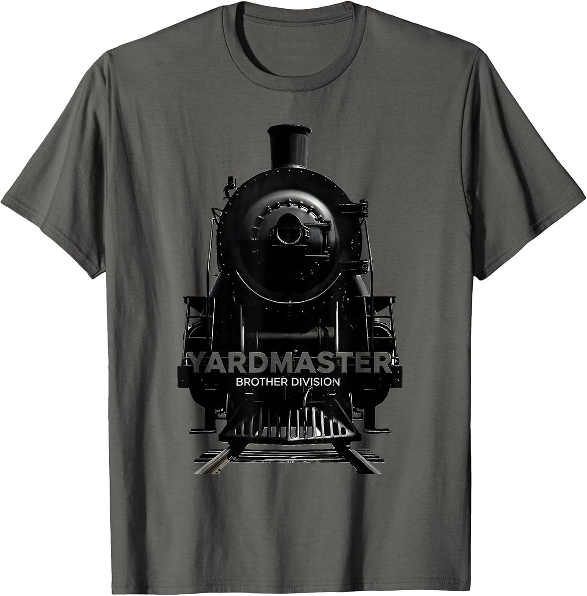Yardmaster Brother Division Funny Train Enthusiast Model T-Shirt - Asphalt Grey