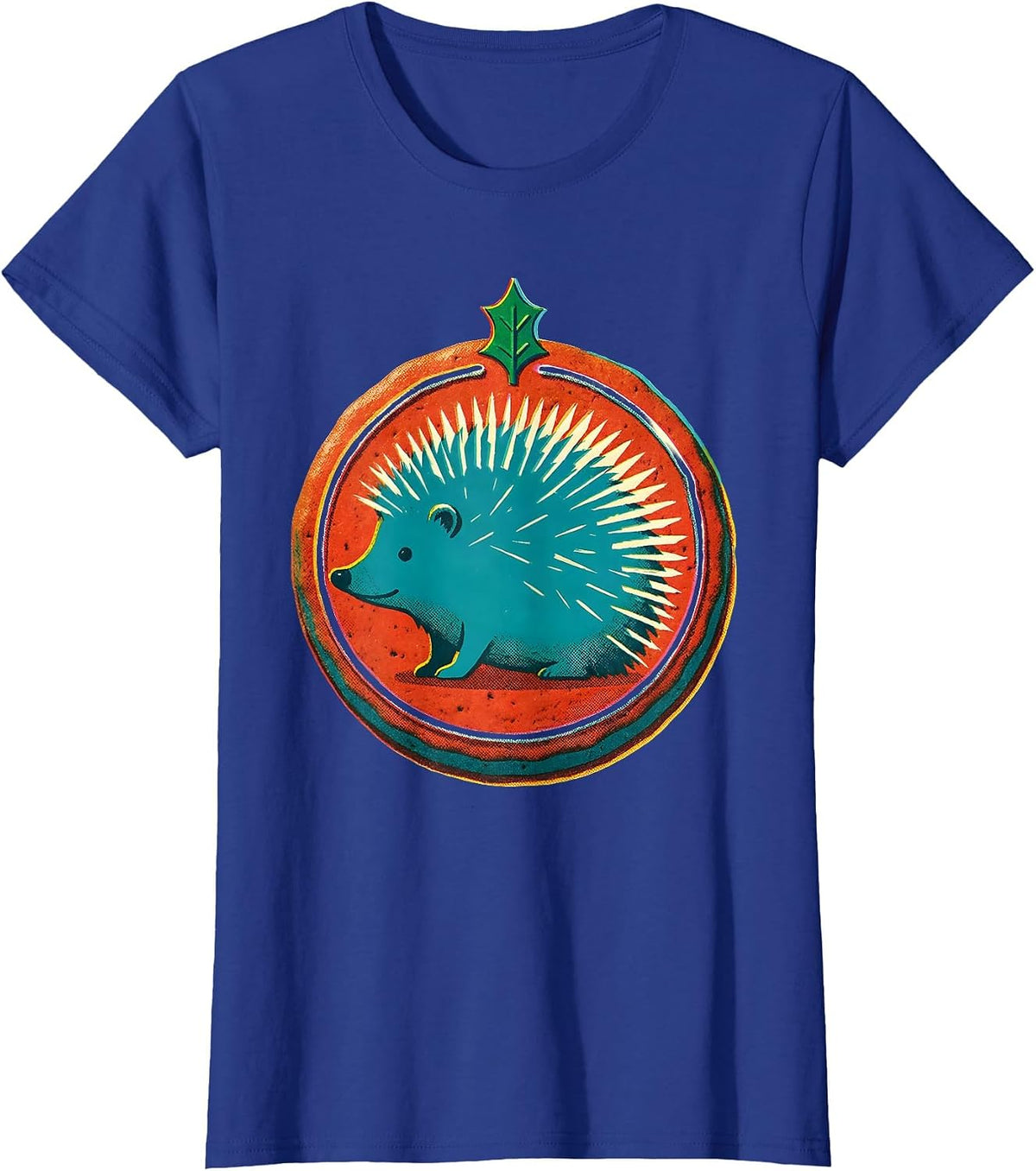 Women's Sealed Hedgehog Gingerbread Cute Animal Lover Christmas T-Shirt - Royal Blue