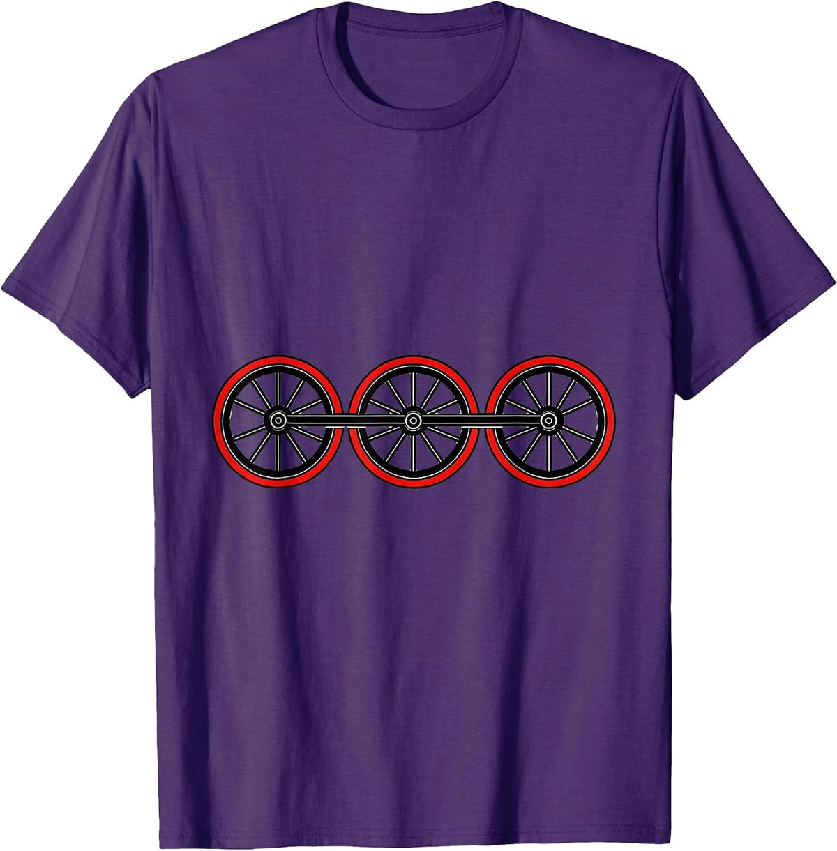 Steam Locomotive Wheels Geometric Train Enthusiast Humor T-Shirt - Purple