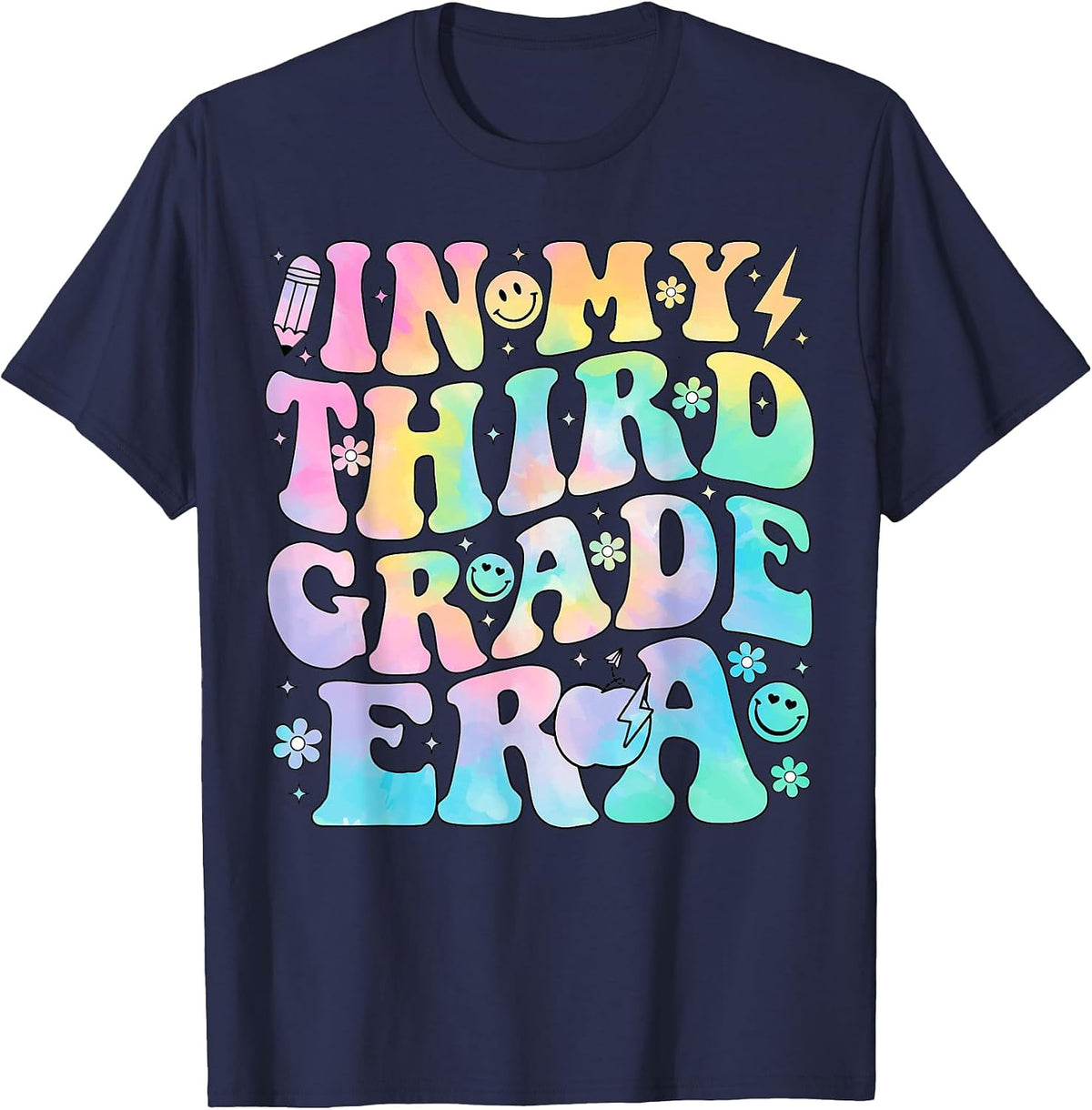 in My Third Grade Era Girl Tie Dye 3rd Grade Back to School T-Shirt - Navy Blue