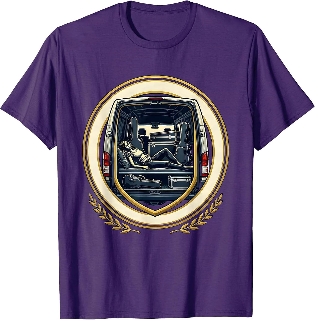 Band Mom Van Life Sleeping Musician Graphic T-Shirt - Purple