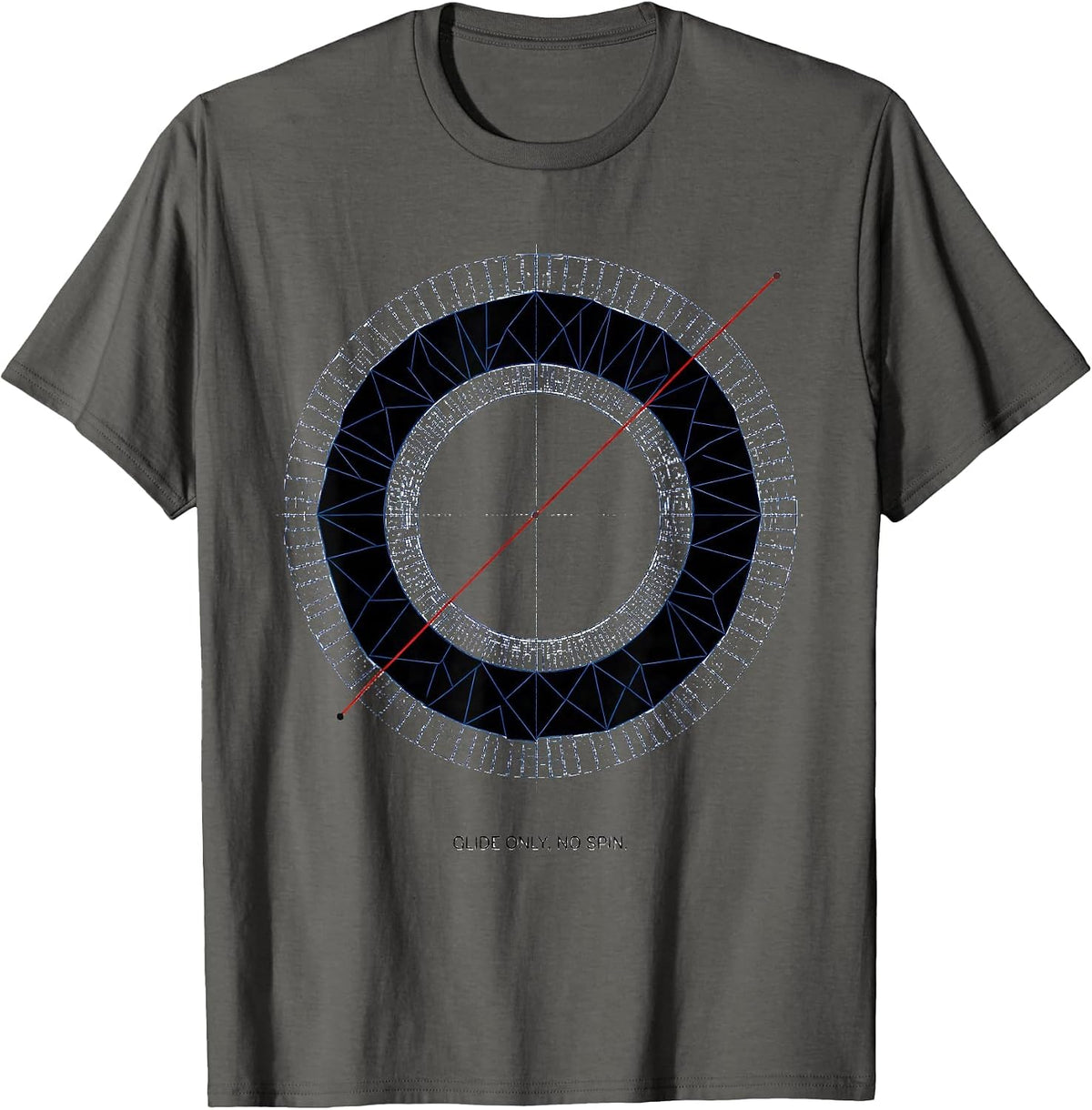 Men's Glide Only No Spin Geometric Throwers Defiant Humor Gift T-Shirt - Asphalt Grey