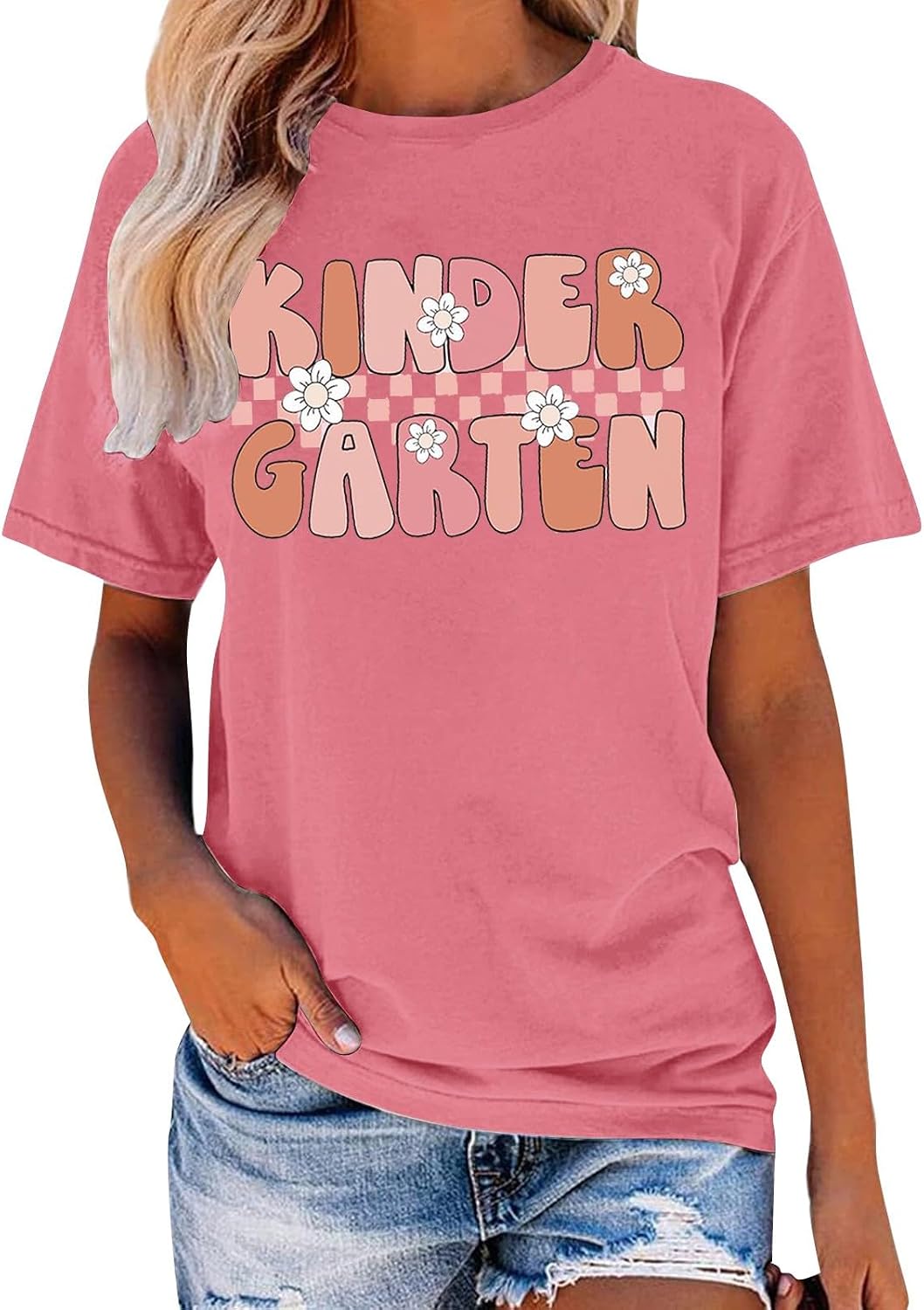 SHAOBGE Teacher Shirts for Women Kindergarten School Nurse Graphic Tee - 3-pink