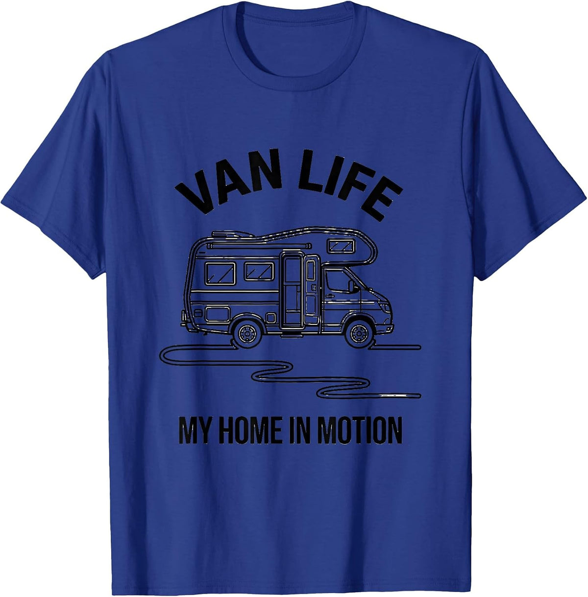 Men's Van Life, My Home In Motion Retro Camper Vanlife Nomads T-Shirt - Royal Blue