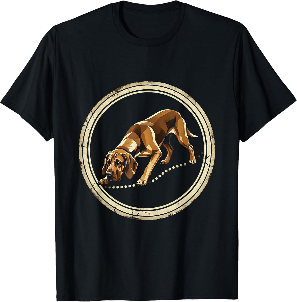 Men's Bloodhound On The Trail Hunting Dog Illustration T-Shirt - Black