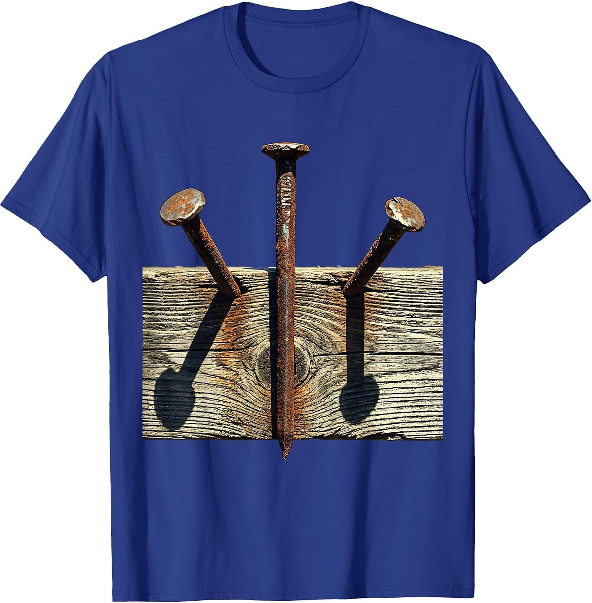 Men's Three Nails Cross Christian Faith Graphic T-Shirt - Royal Blue