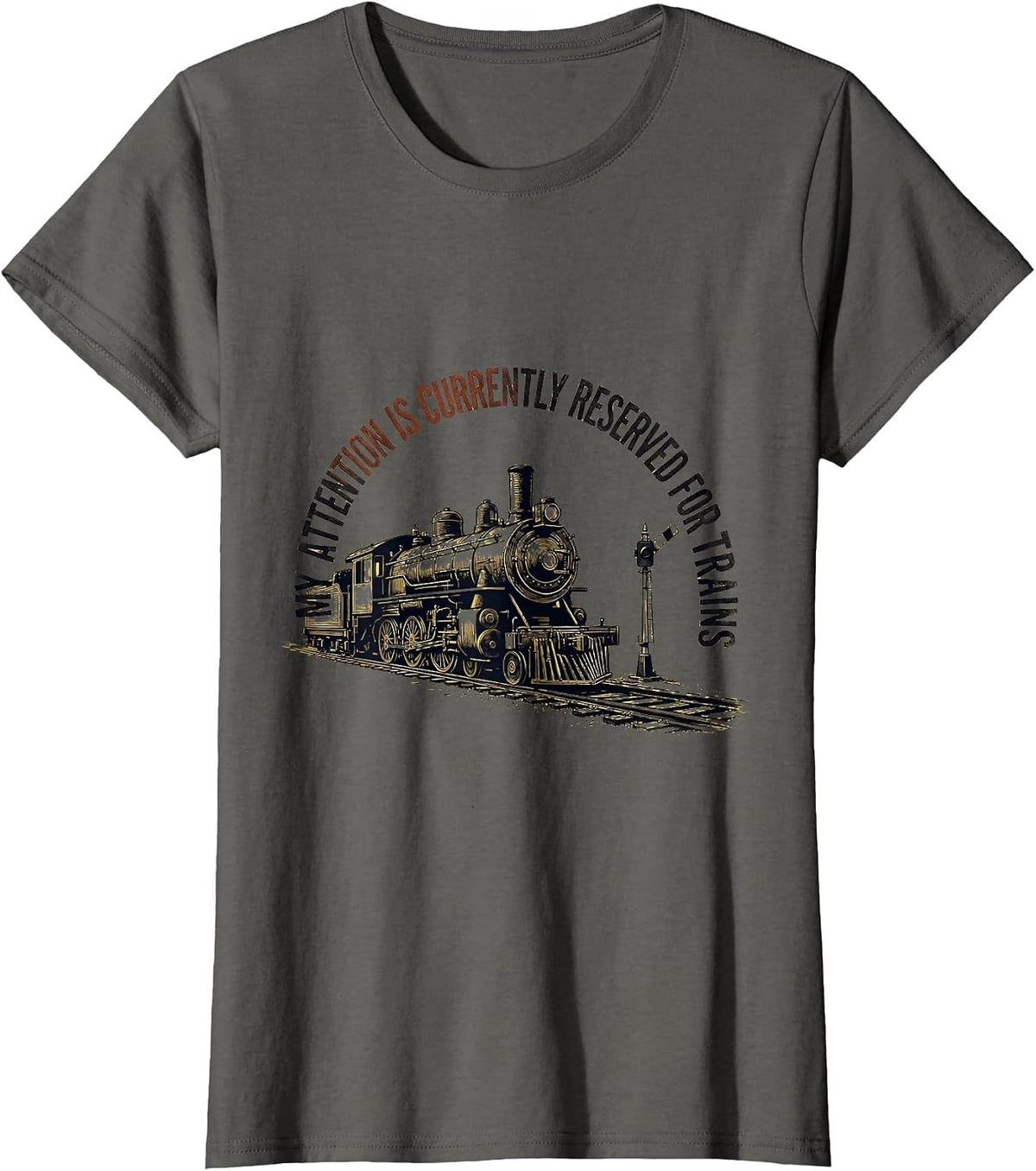 Women's My Attention Is Currently Reserved For Trains Vintage T-Shirt - Asphalt Grey