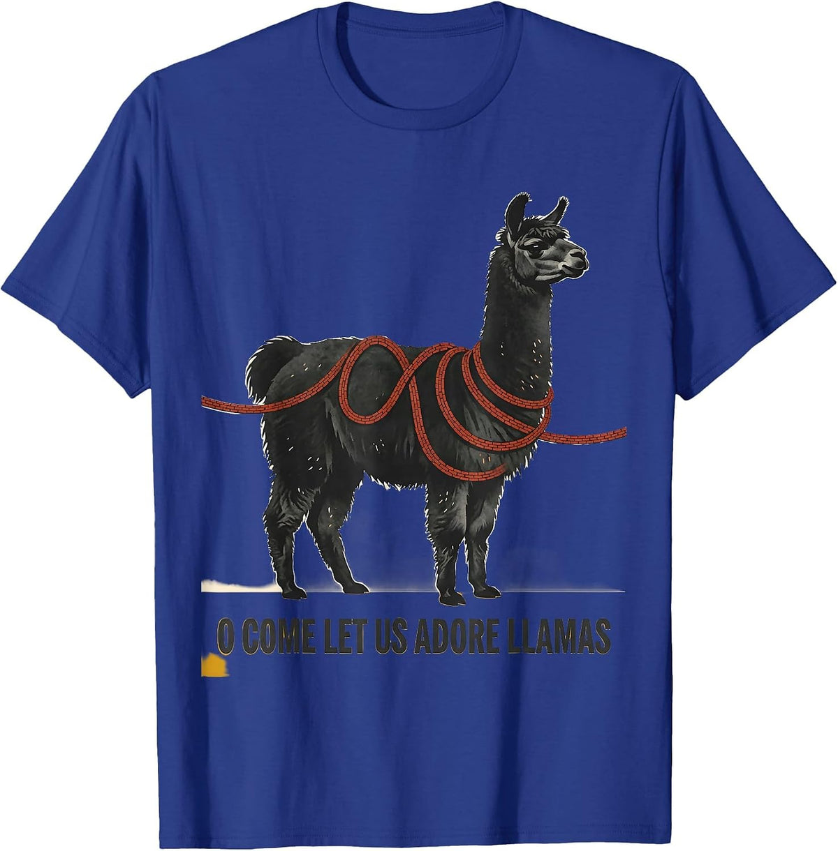 Men's O Come Let Us Adore Llamas Funny Christmas Llama Lover Humor T-Shirt - Royal Blue