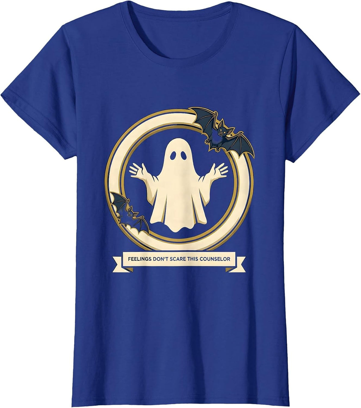 Women's Feelings Don't Scare This Counselor Whimsical Halloween T-Shirt - Royal Blue