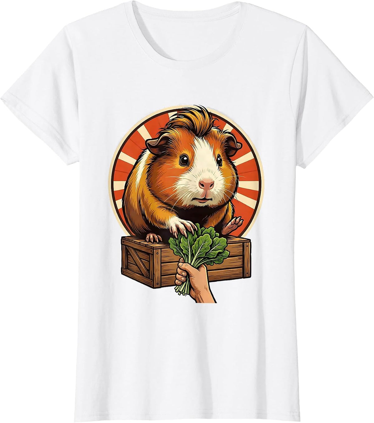 Women's Guinea Pig Mascot Retro Pet Lover Humor T-Shirt - White