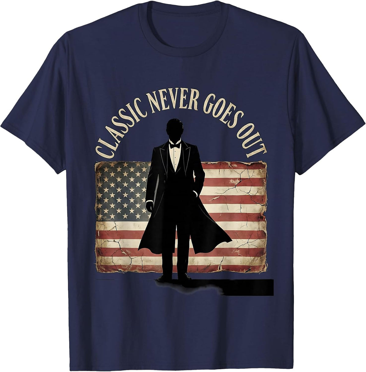 Men's Classic Never Goes Out Tuxedo Graphic Design T-Shirt - Navy Blue