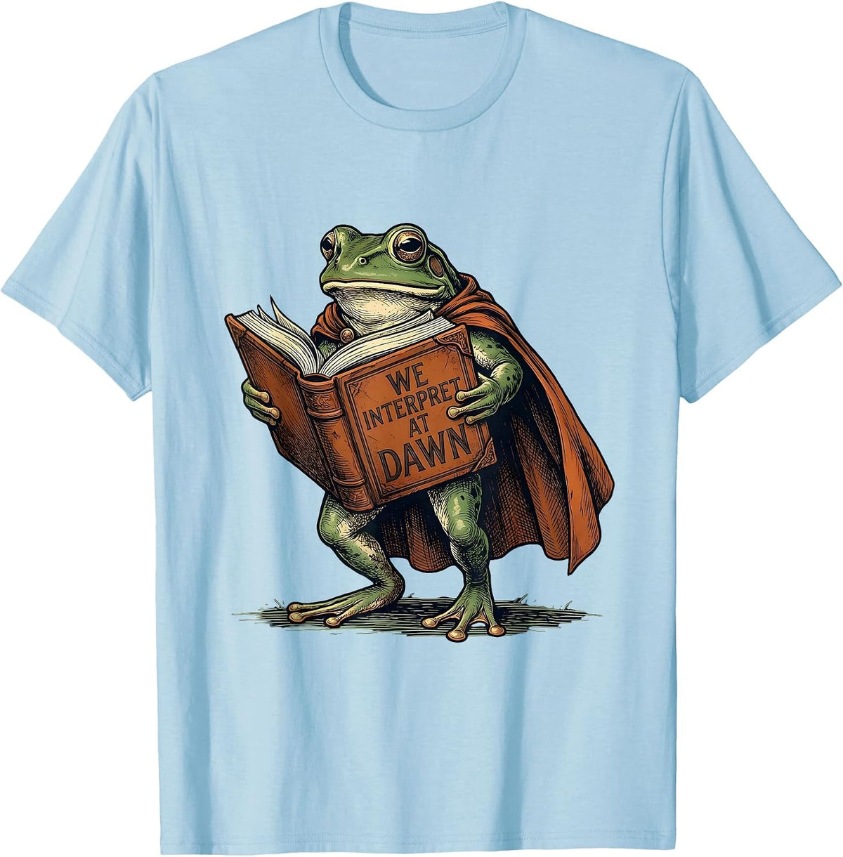 Men's We Interpret At Dawn Vintage Frog Teacher Back To School T-Shirt - Baby Blue