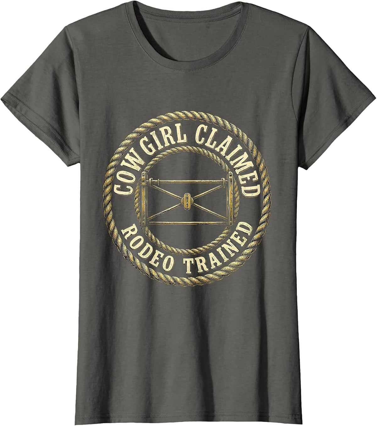 Women's Cowgirl Claimed Rodeo Trained Western Cowboy Humor Country T-Shirt - Asphalt Grey
