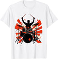 Men's Drummer Silhouette Exploding Drum Kit Graphic T-Shirt - White