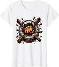 Women's Rock Fist Burst Bass Drum Graphic Tee T-Shirt - White