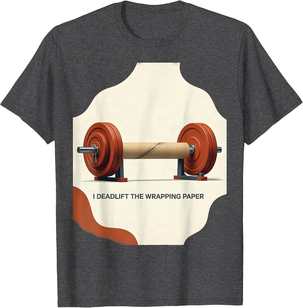 I Deadlift The Wrapping Paper Funny Christmas Gym T-Shirt - Dark Heather Grey