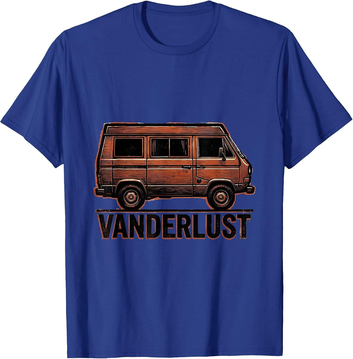 Men's Vanderlust Retro Van Life Nomads Camper Van Dwellers Road T-Shirt - Royal Blue
