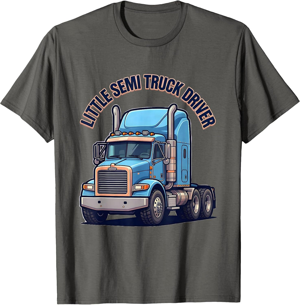 Little Semi Truck Driver Cute Kawaii Toddler Trucker Humor T-Shirt - Asphalt Grey