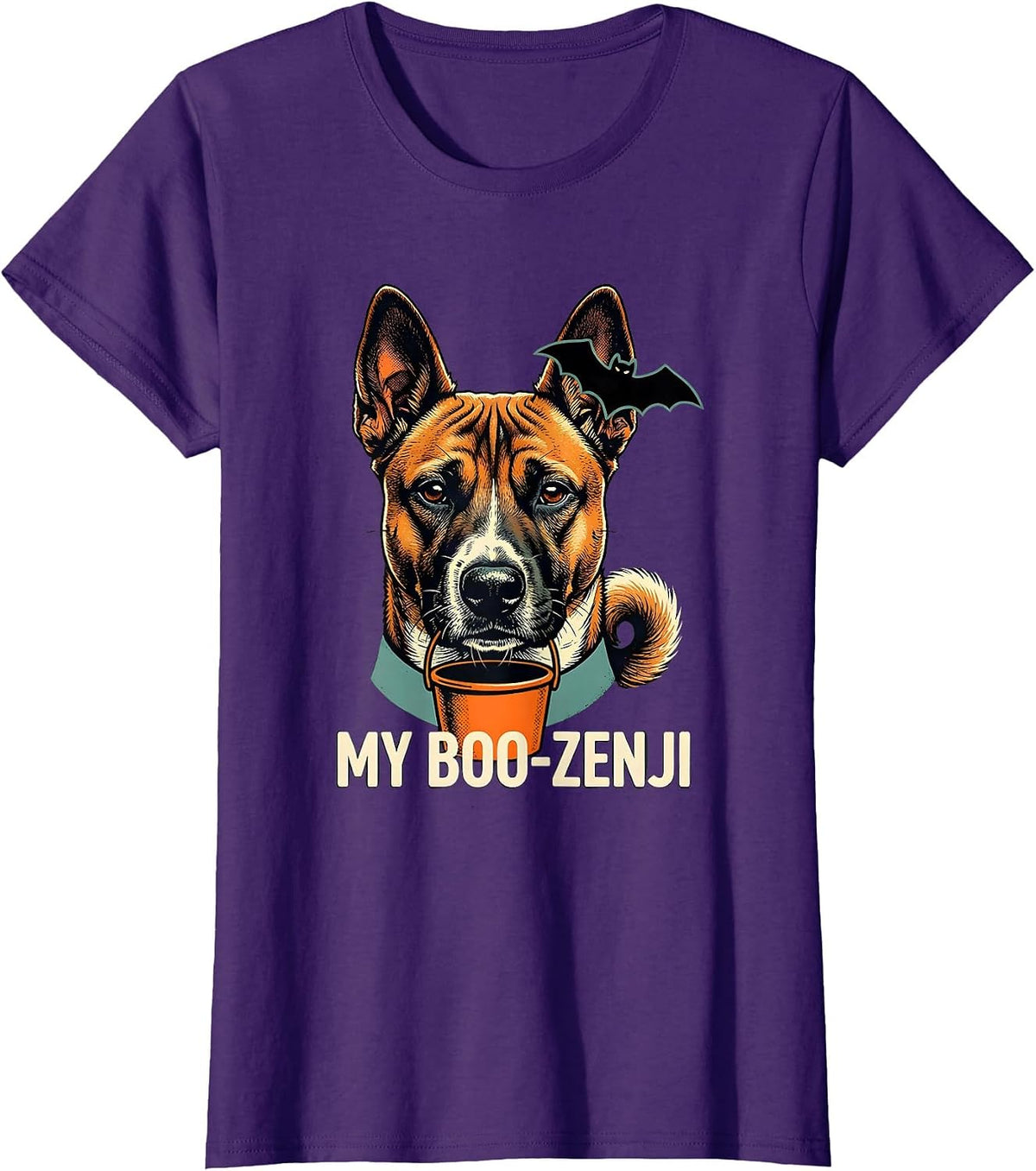 Women's My Boo-Zenji Funny Basenji Dog Halloween Costume Humor T-Shirt - Purple