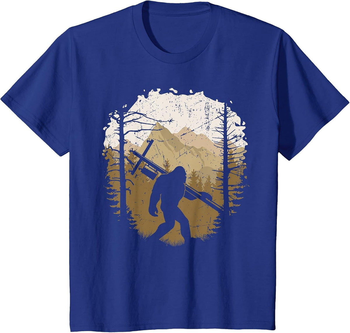 Funny Bigfoot Lineman Power Electrician Sasquatch Lineworker T-Shirt - Royal Blue