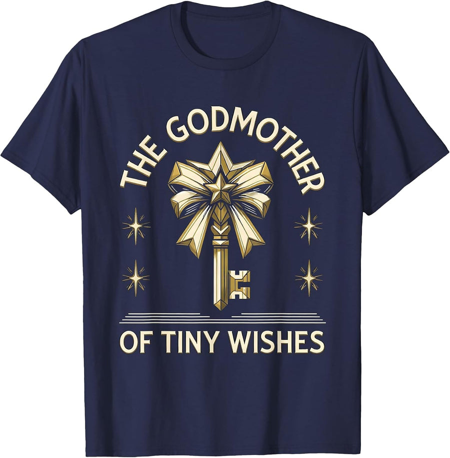 The Godmother of Tiny Wishes Art Deco Fairy Godmother Funny T-Shirt - Navy Blue