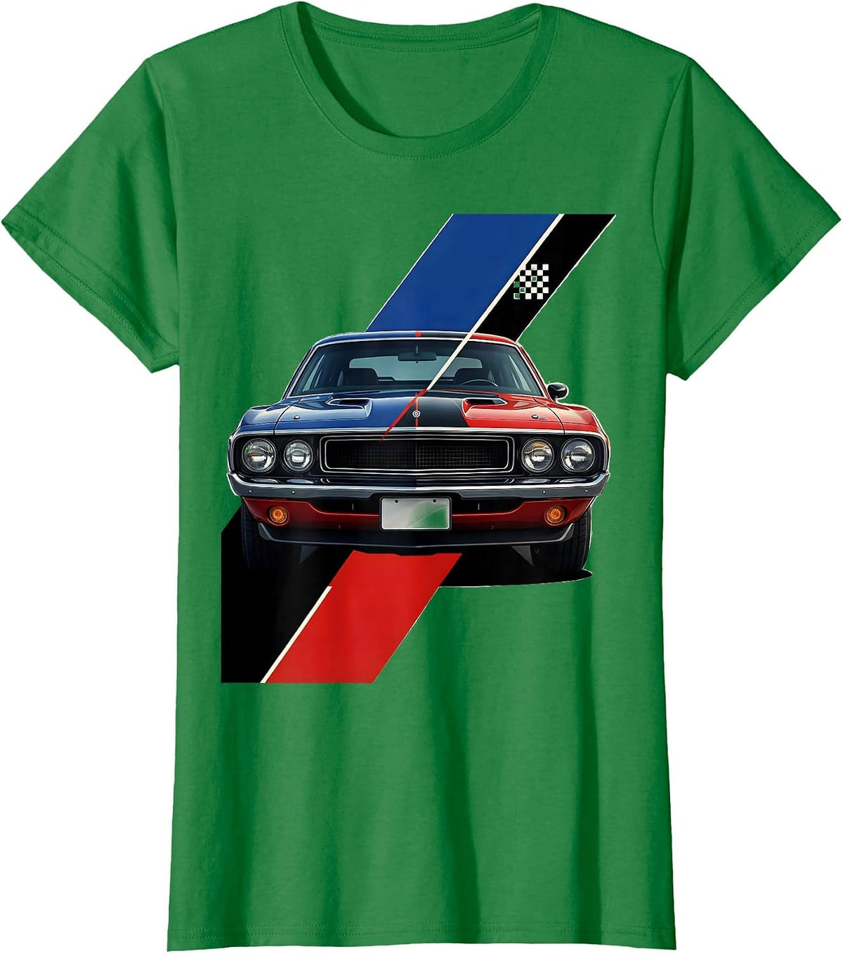 Women's Classic Muscle Car Racing Livery Graphic Car Guy Birthday T-Shirt - Kelly Green