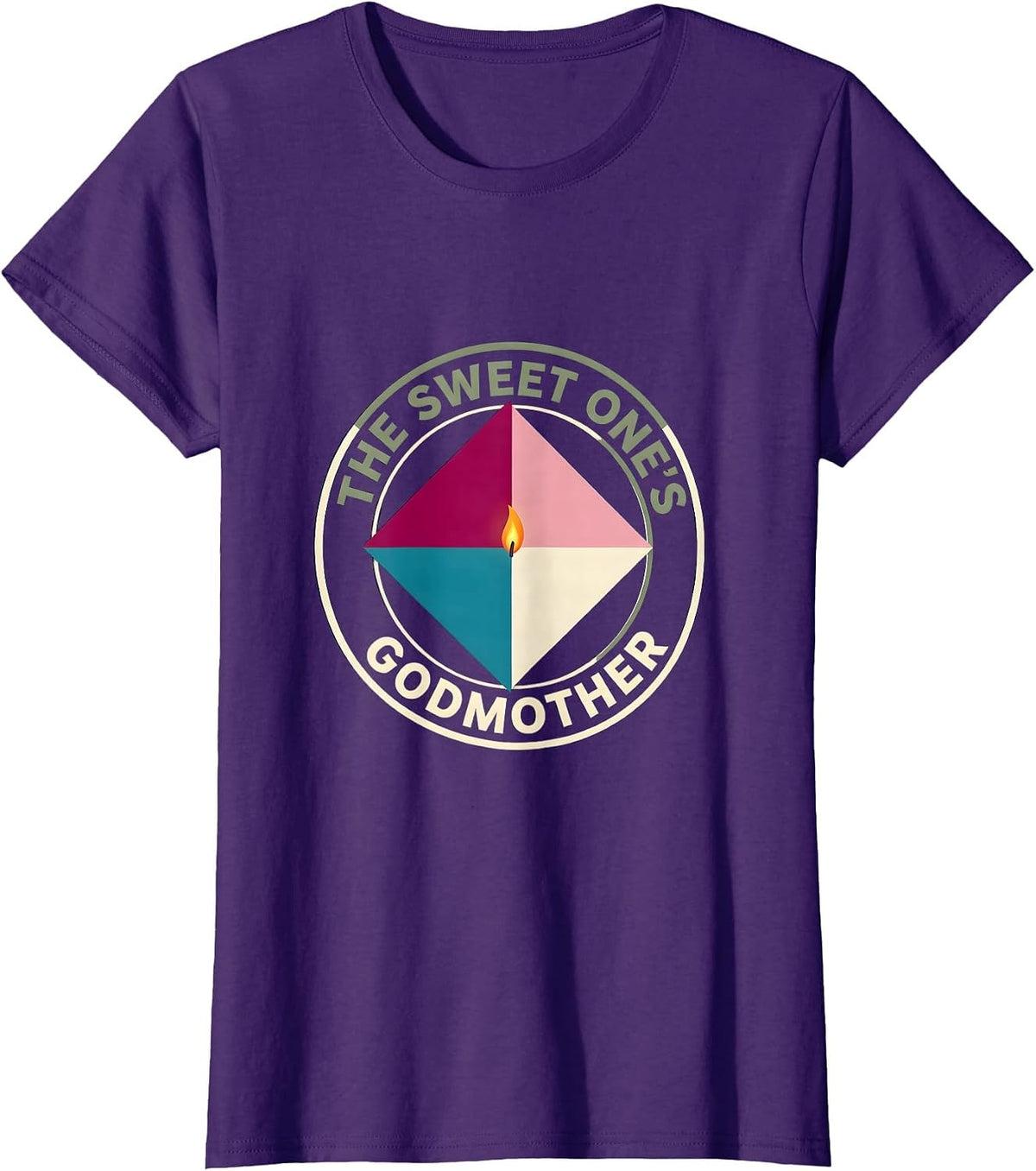 Women's The Sweet One's Godmother Quilt Block Patchwork Family T-Shirt - Purple