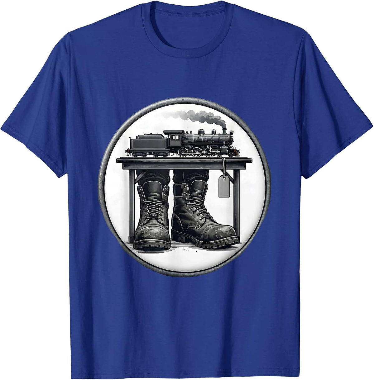 Sealed Boot Train Hobbyist Model Railroad Locomotive Humor T-Shirt - Royal Blue