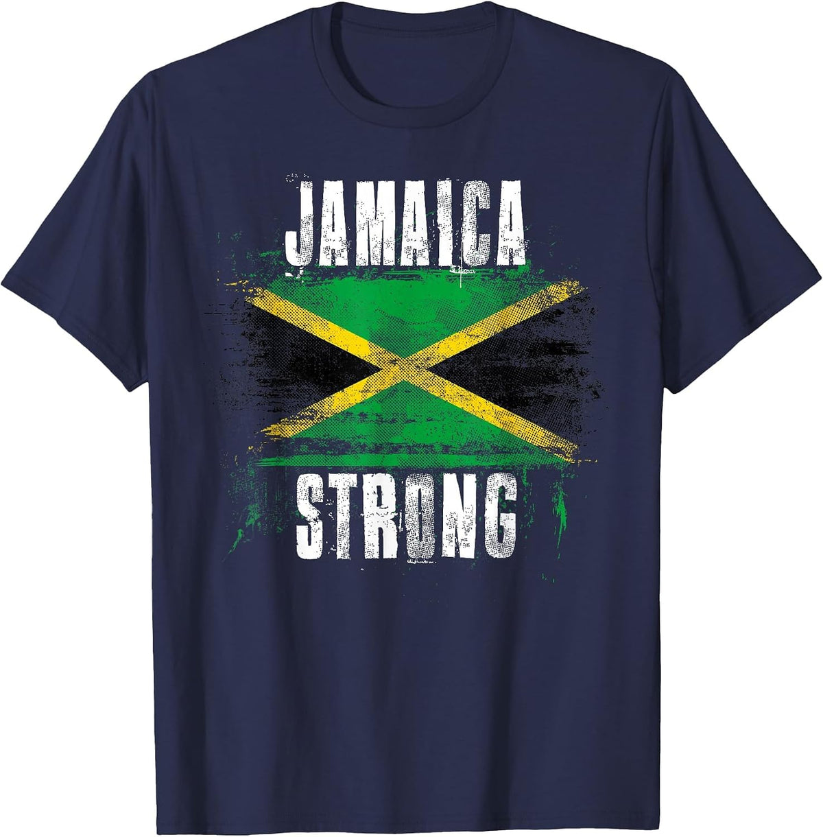 Jamaica Strong Distressed Flag - Jamaican Pride T-Shirt - Navy Blue