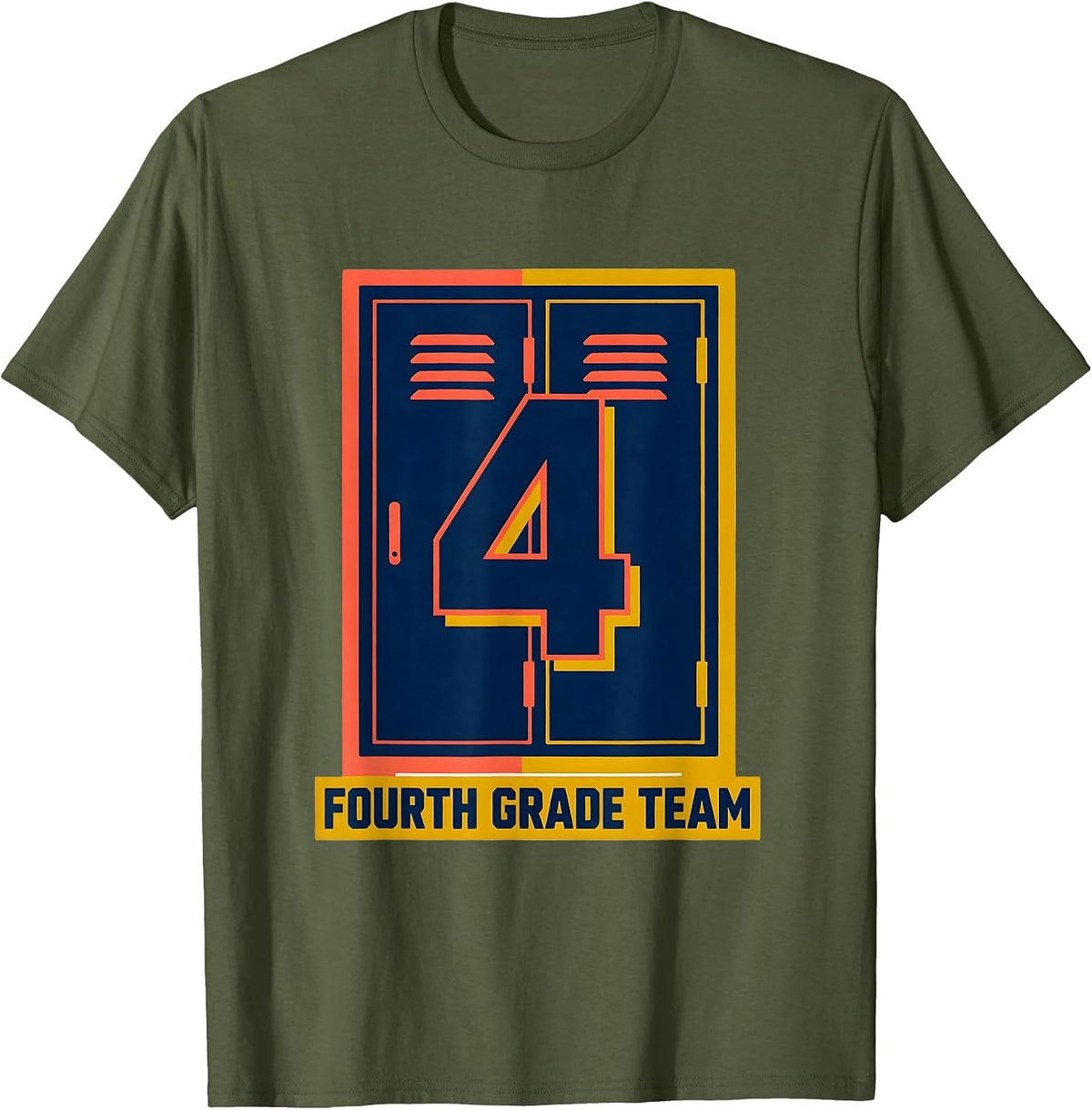 Men's Fourth Grade Team Playful Back to School Teacher Typography T-Shirt - Olive Green