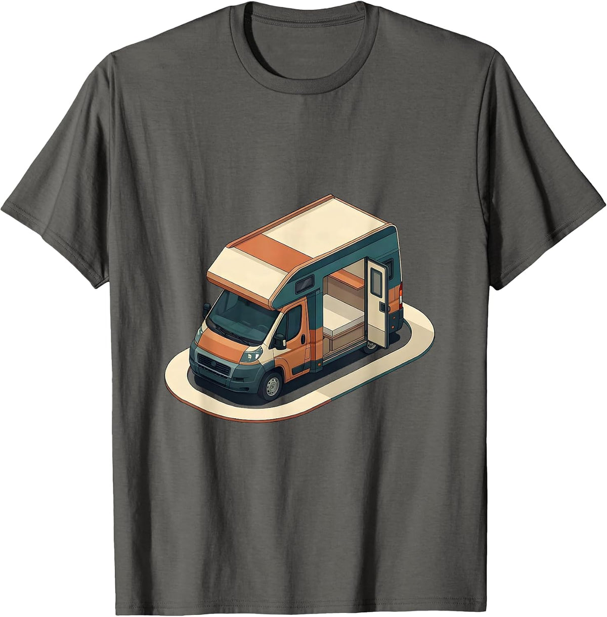 Men's Compact Camper Van Retro Van Life Nomad Pride T-Shirt - Asphalt Grey