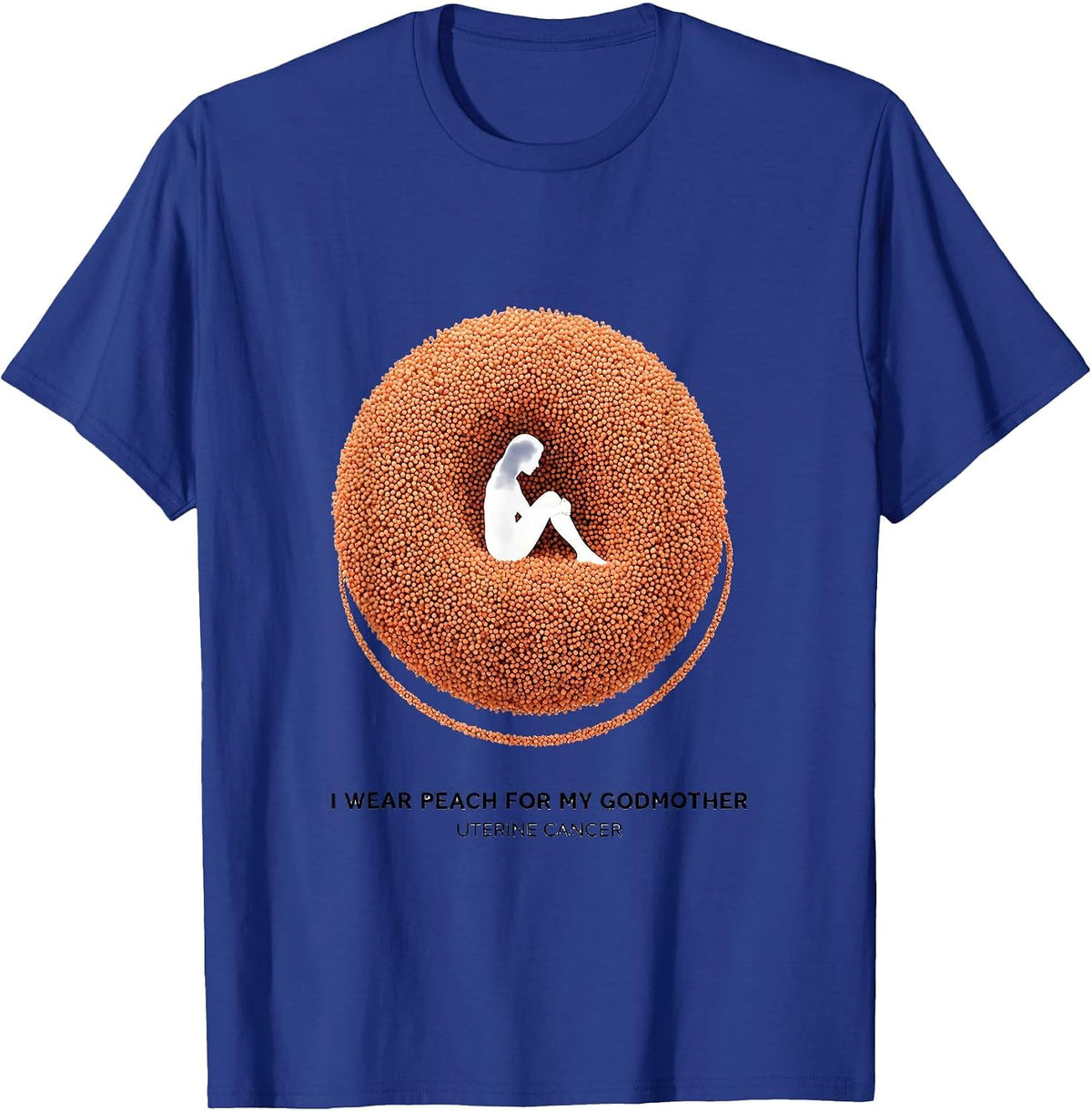 Men's I Wear Peach For My Godmother, Uterine Cancer Supporter T-Shirt - Royal Blue