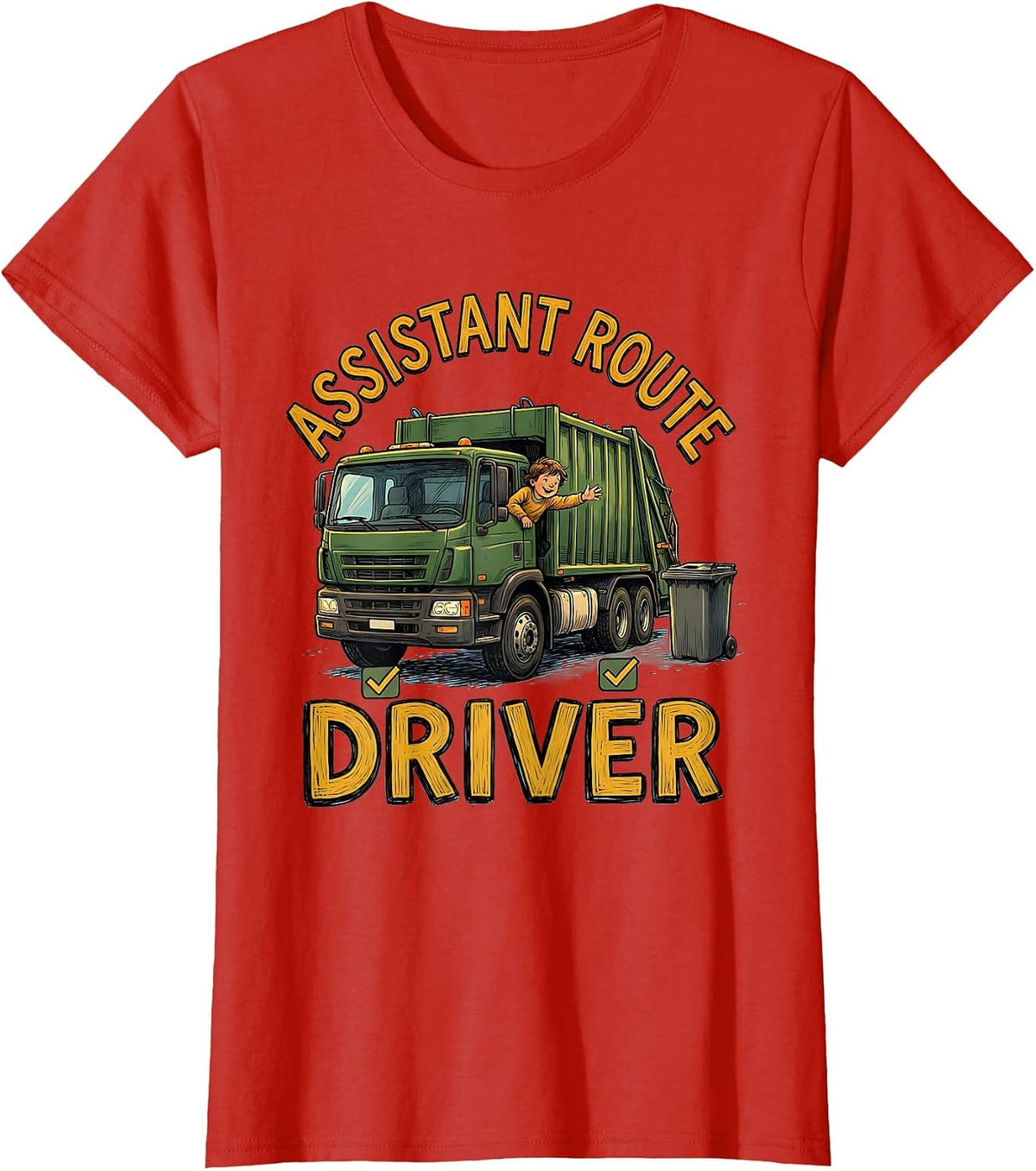 Assistant Route Driver Funny Toddler Garbage Truck Recycling T-Shirt - Red