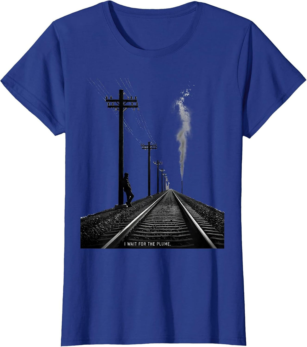 Women's I Wait For The Plume Big Boy 4014 Train Enthusiast Vintage T-Shirt - Royal Blue