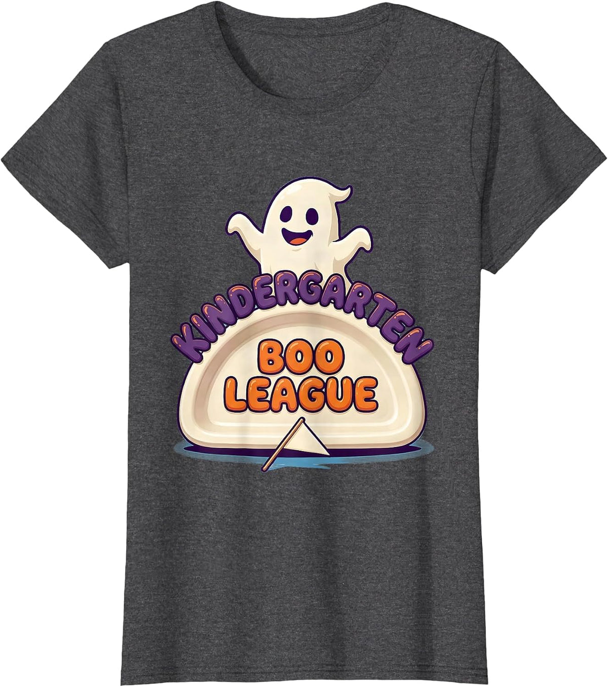 Women's Kindergarten Boo League Playful Halloween Teacher Student T-Shirt - Dark Heather Grey