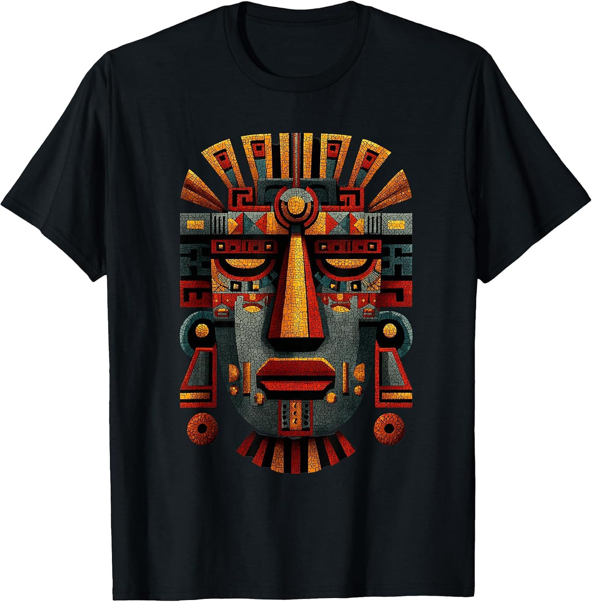 Aztec Toltec Inca Maya Mexican Feathered Mayan Indigenous T-Shirt - Black