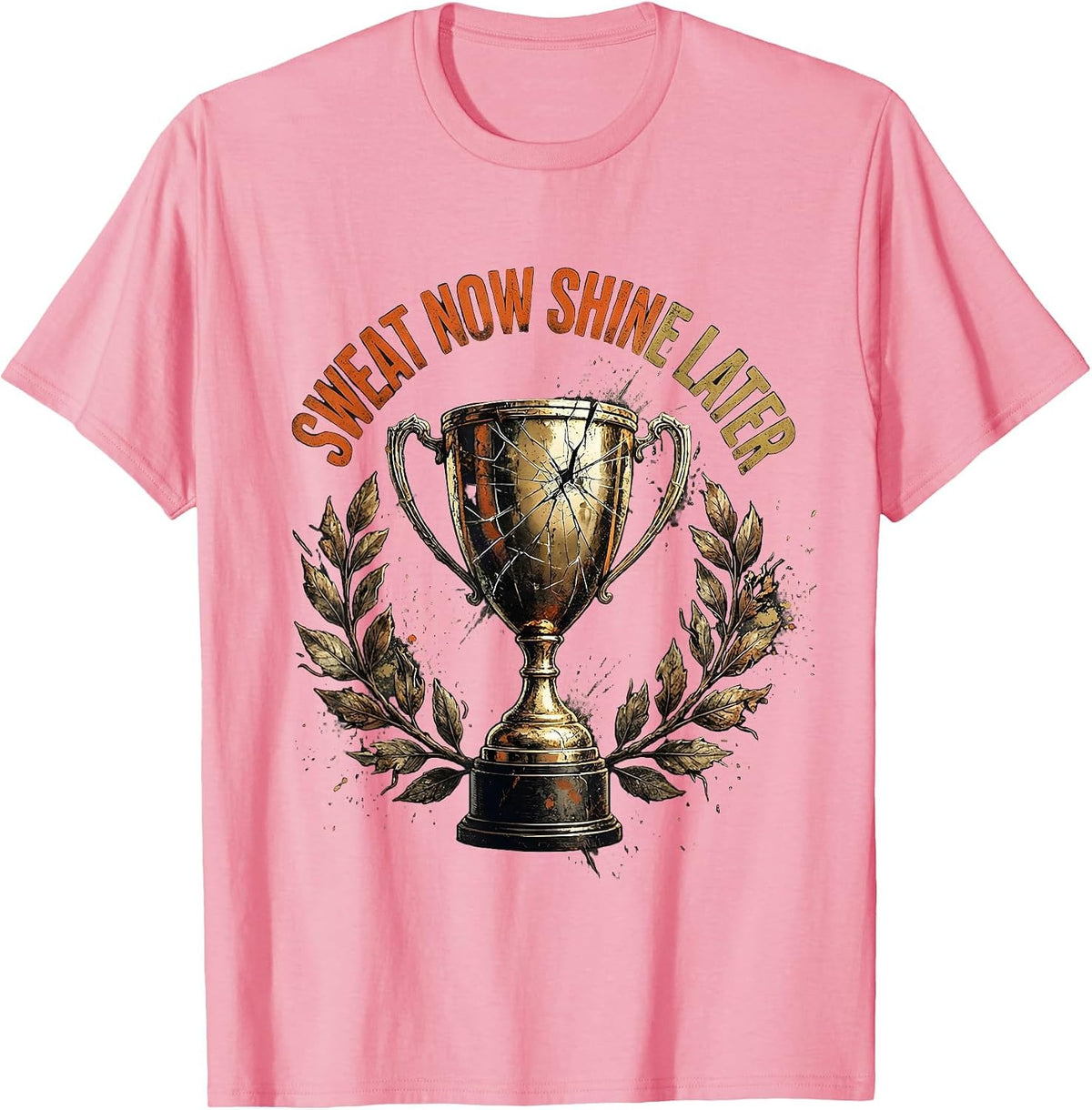 Men's Sweat Now Shine Later Motivational Sports Design T-Shirt - Pink