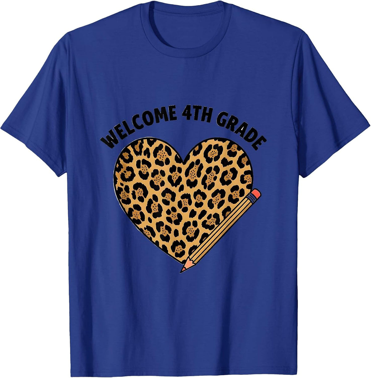 Men's Welcome 4th Grade Leopard Print Back To School Girls Teacher T-Shirt - Royal Blue