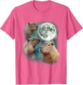 3 Capybara Moon Giant Rodents Weird Howling Parody T-Shirt - Pink Heather