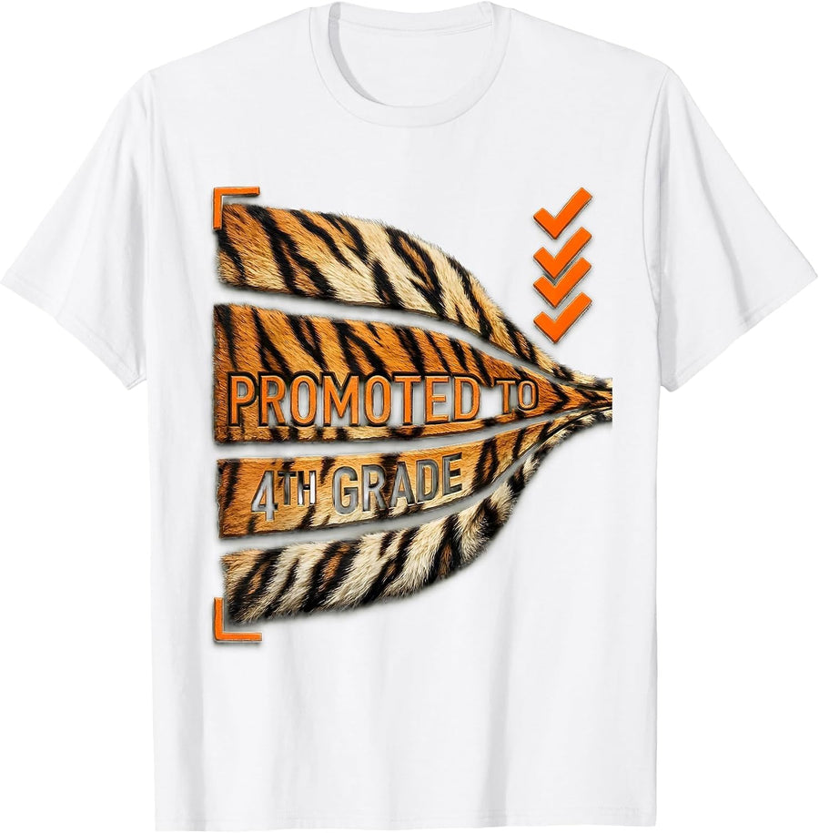 Men's PROMOTED TO 4TH GRADE Camo Fourth Grade Back To School Boys T-Shirt - White