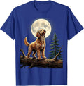 Goldendoodle Howling to The Moon Retro 90s Dog Meme T-Shirt - Royal Blue