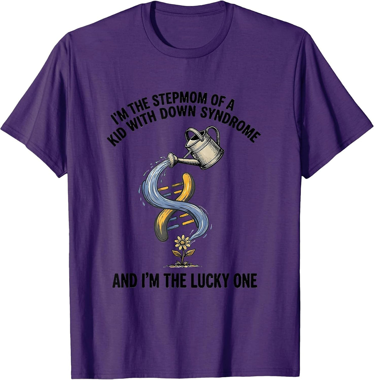 Men's Stepmom Lucky Kid Down Syndrome Awareness Support T-Shirt - Purple