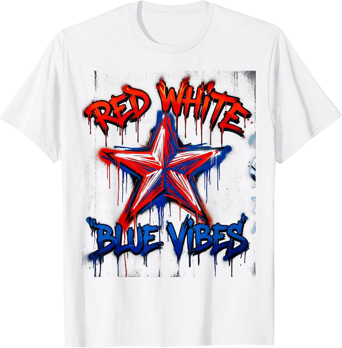 Men's Red White Blue Vibes Patriotic Design T-Shirt - White