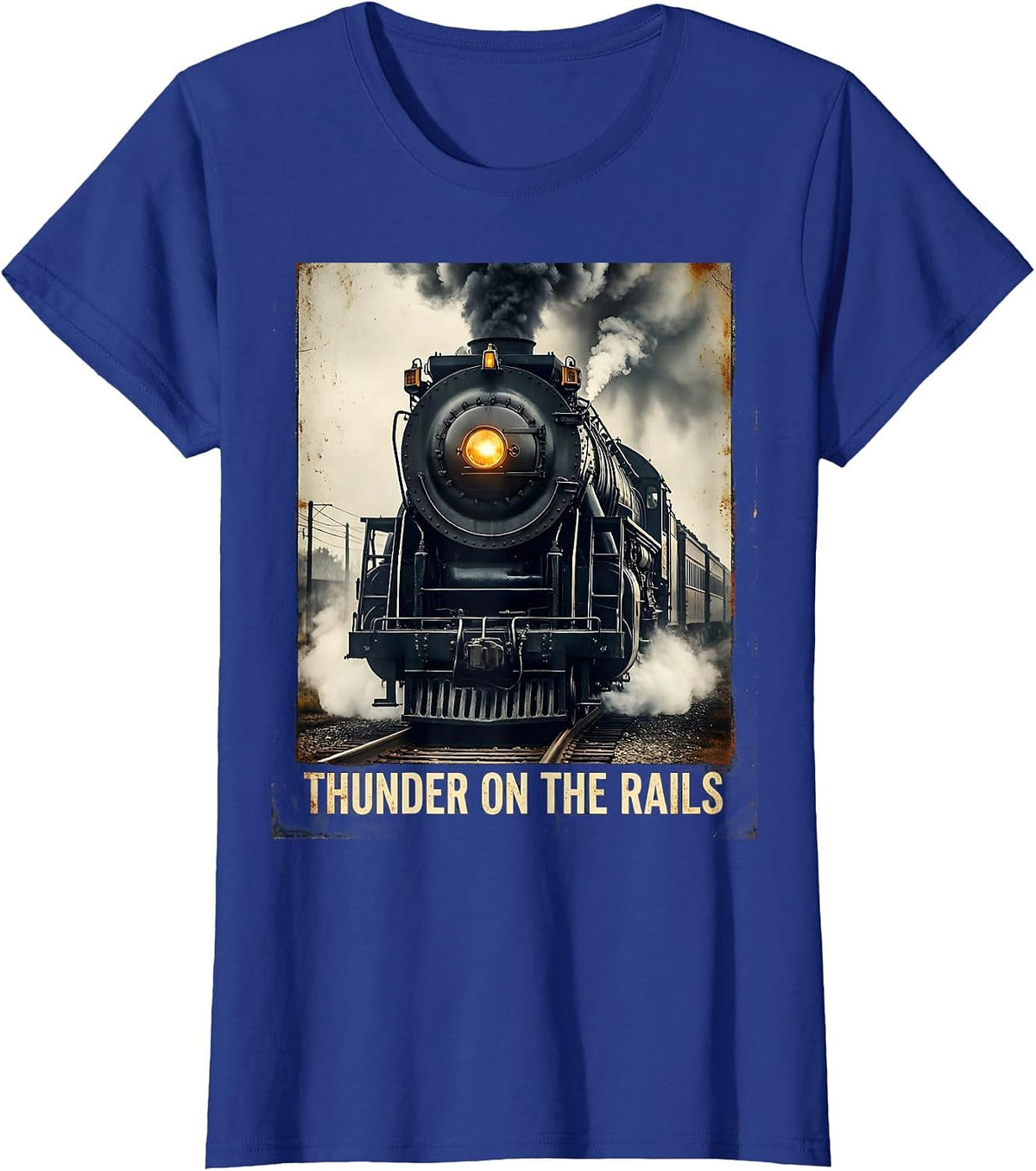 Women's Thunder On The Rails Vintage Big Boy 4014 Steam Locomotive T-Shirt - Royal Blue