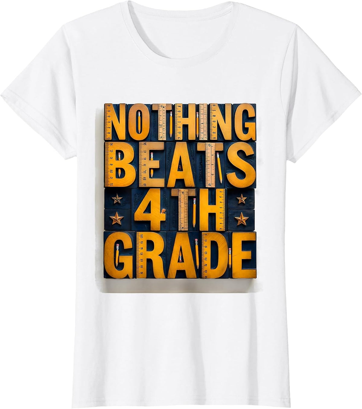 Nothing Beats 4th Grade Funny Back to School Teacher Kid T-Shirt - White